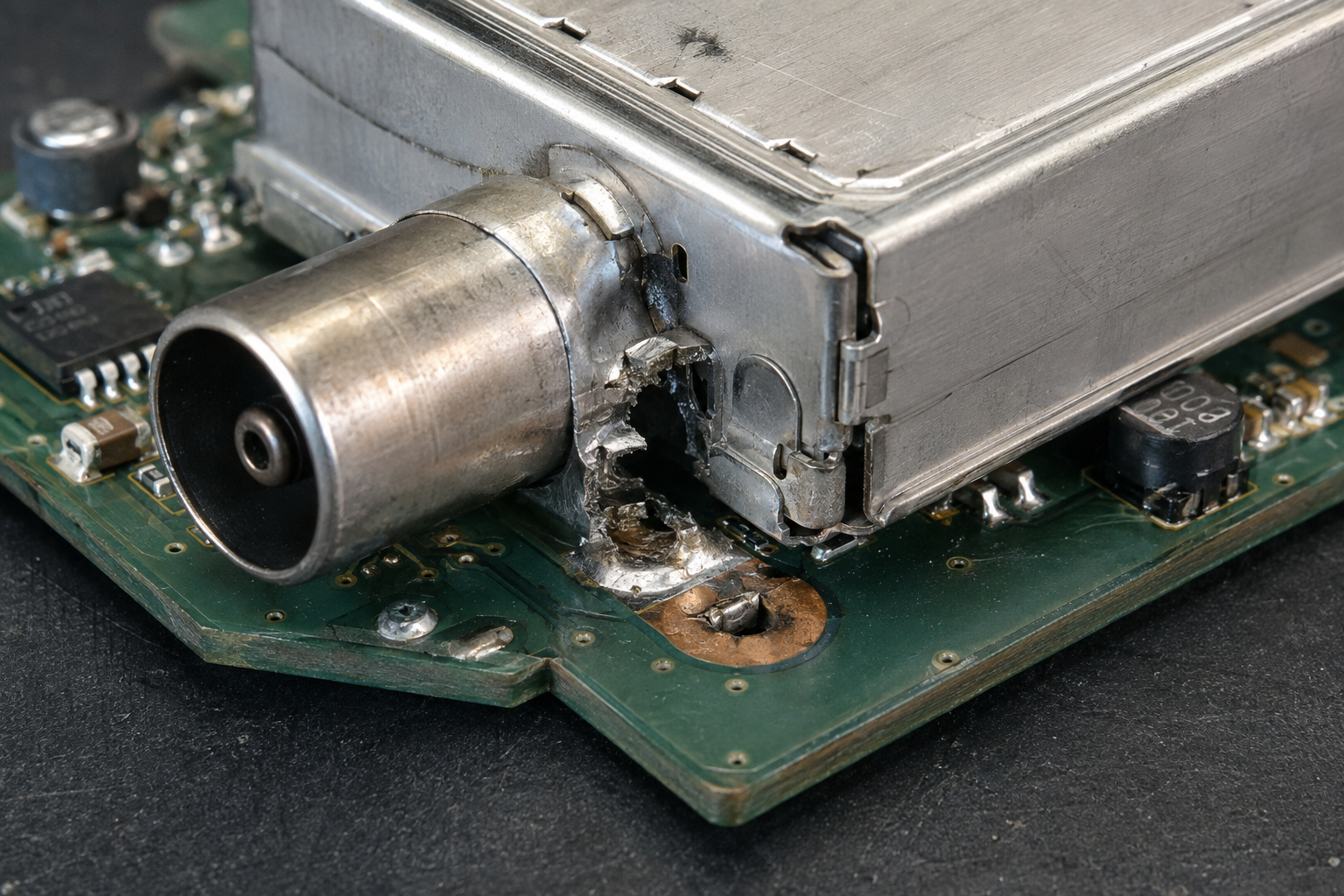 Connecteur d’antenne TV cassé et arraché du module tuner
